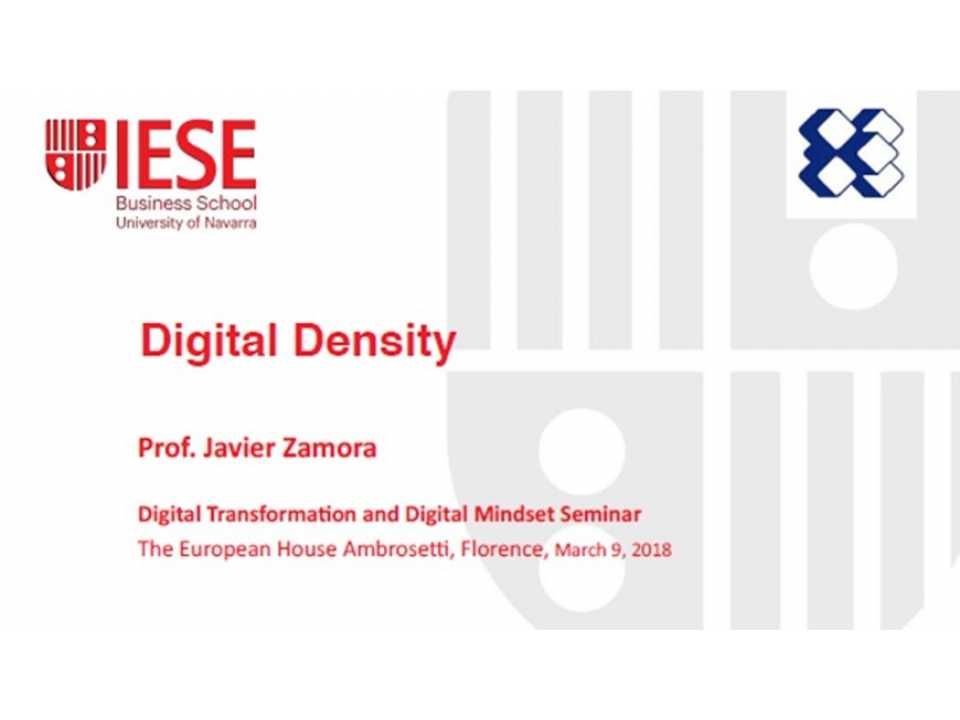 AGGIORNAMENTO PERMANENTEIN PRESENZA
Trasformazione digitale: “digital density”, strategie e nuovi modelli di business