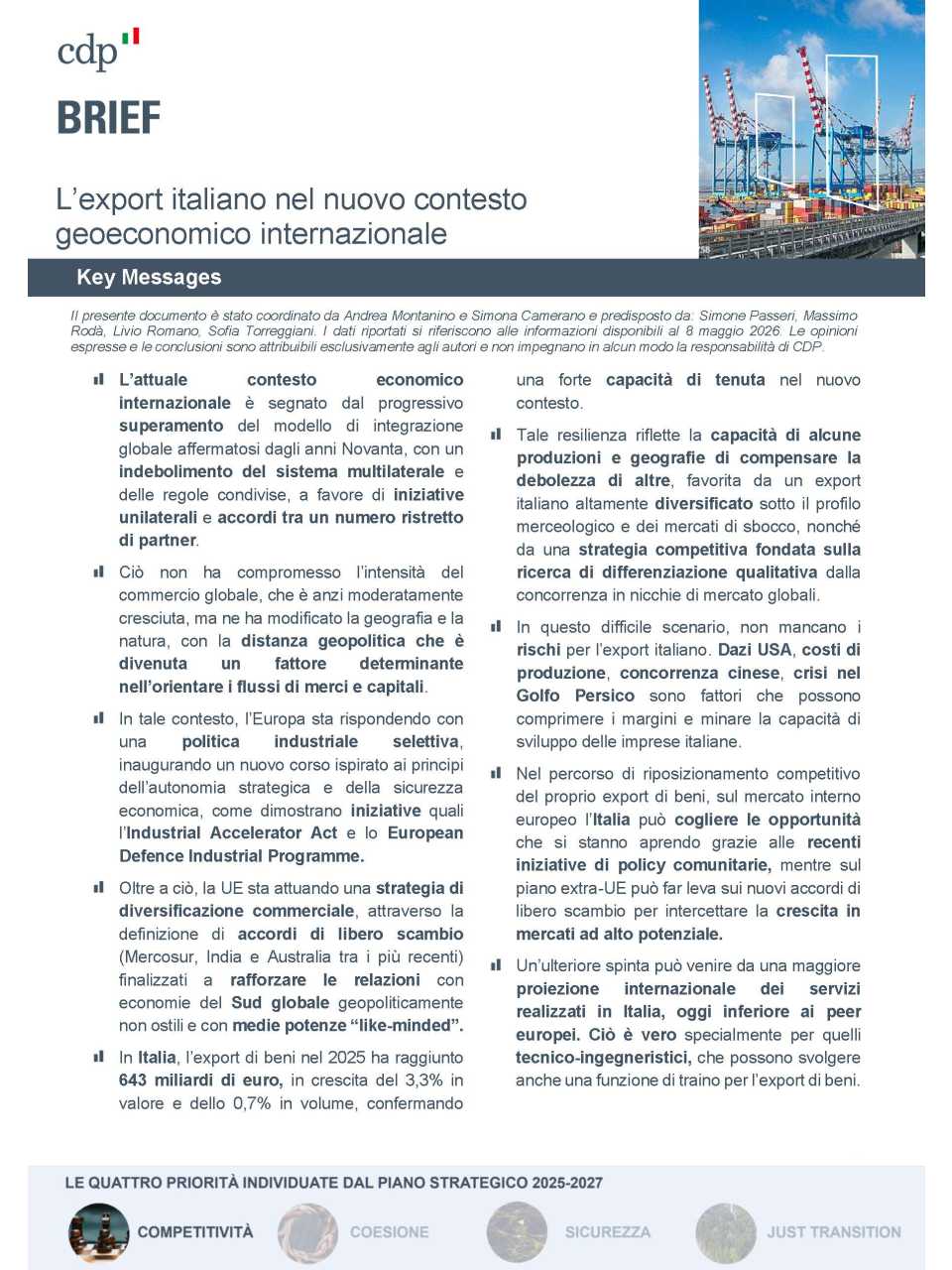 L’export italiano nel nuovo contesto geoeconomico internazionale