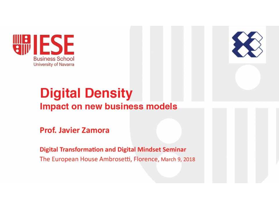 AGGIORNAMENTO PERMANENTEIN PRESENZA
Trasformazione digitale: “digital density”, strategie e nuovi modelli di business