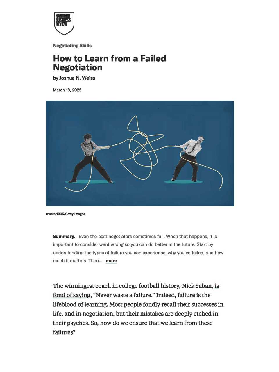 How to learn from a failed negotiation