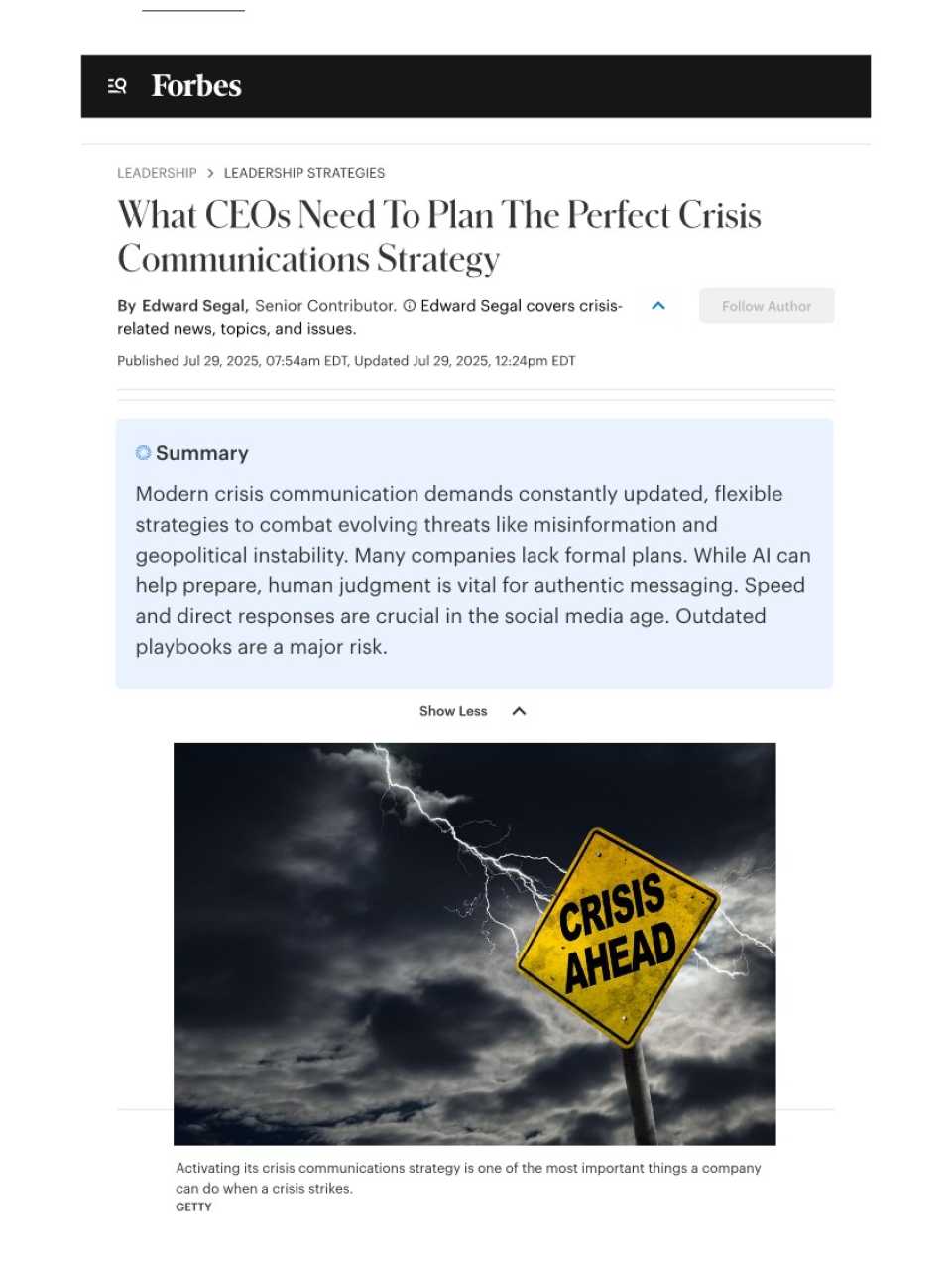 GLOBAL SUMMITIN PERSON AND VIA WEB
Communications Global Summit 2025
Mastering Crisis Communications: key insights and best practices (with networking lunch)