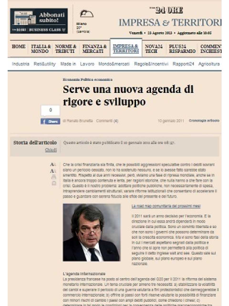 Serve una nuova agenda di rigore e sviluppo