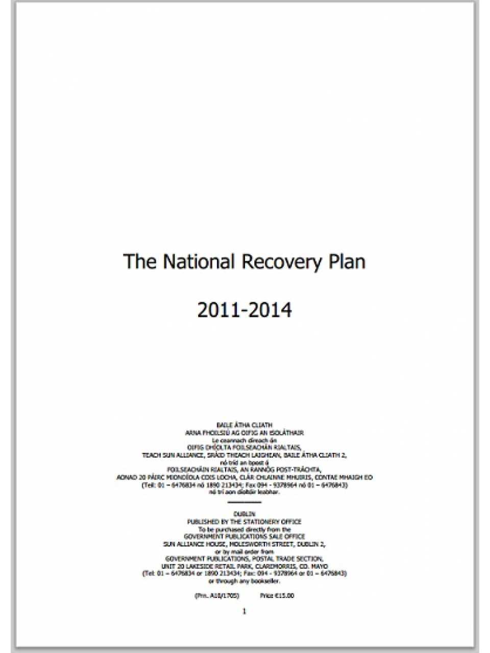 The National Recovery Plan 2011 - 2014
