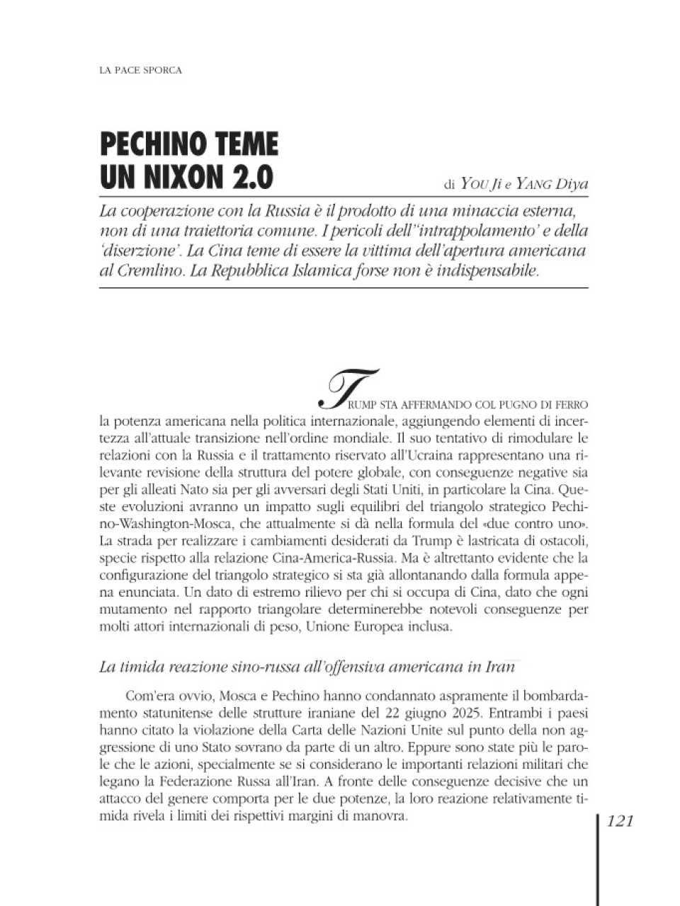 Pechino teme un Nixon 2.0