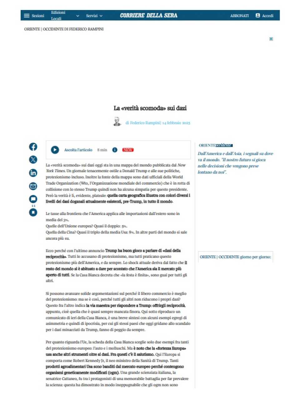 La «verità scomoda» sui dazi