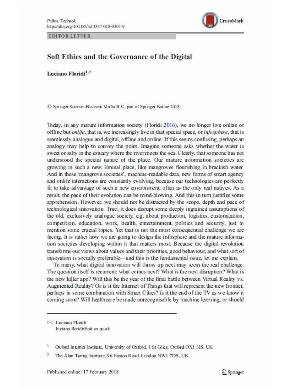 Soft Ethics and the Governance of the Digital