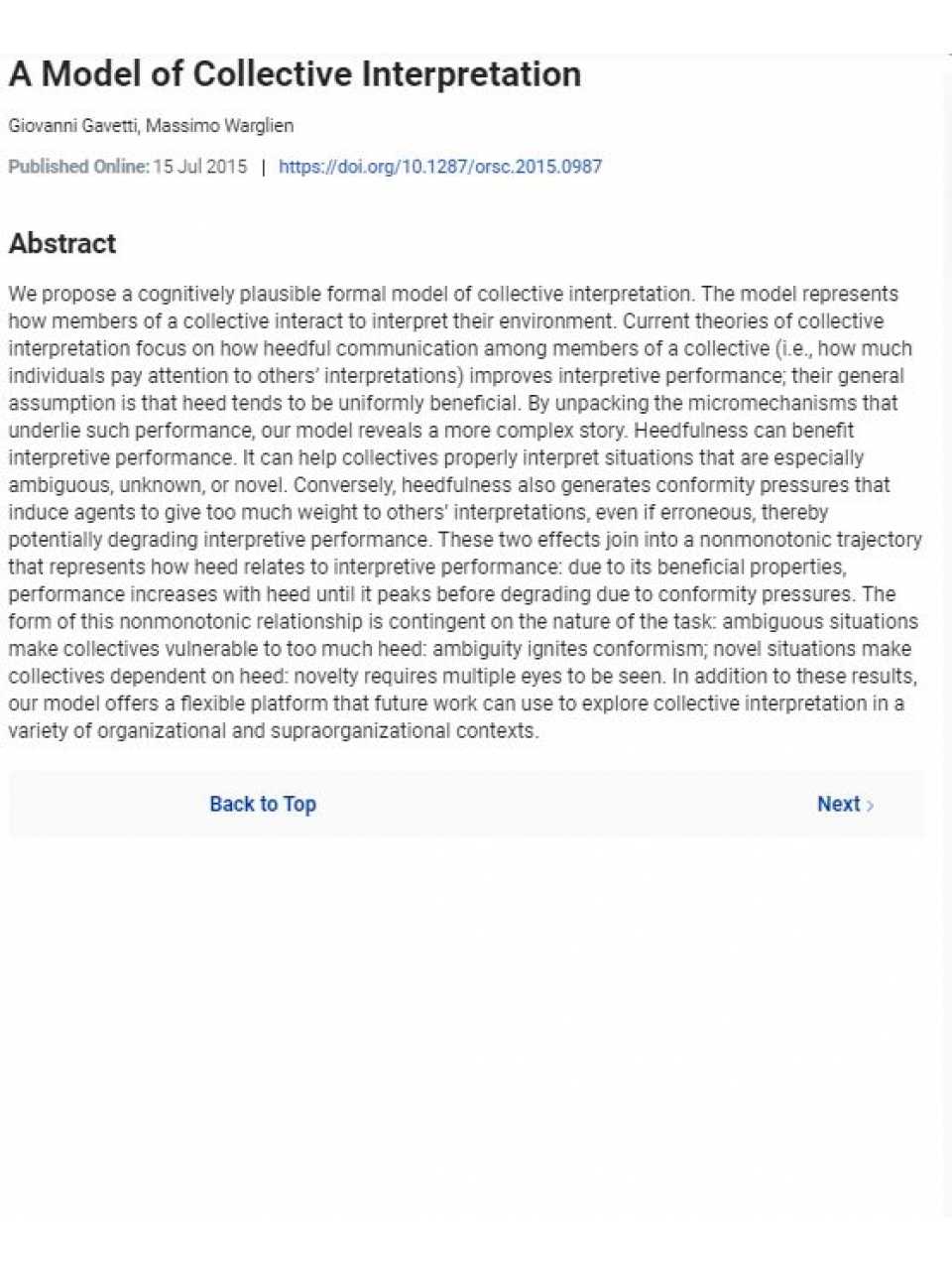 A Model of Collective Interpretation