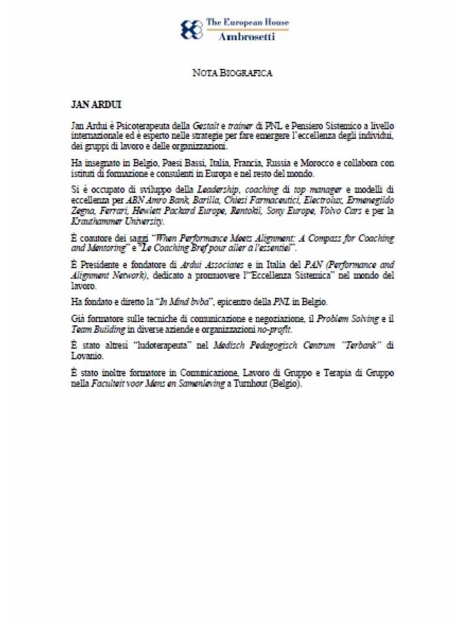 Nota biografica - Jan Ardui