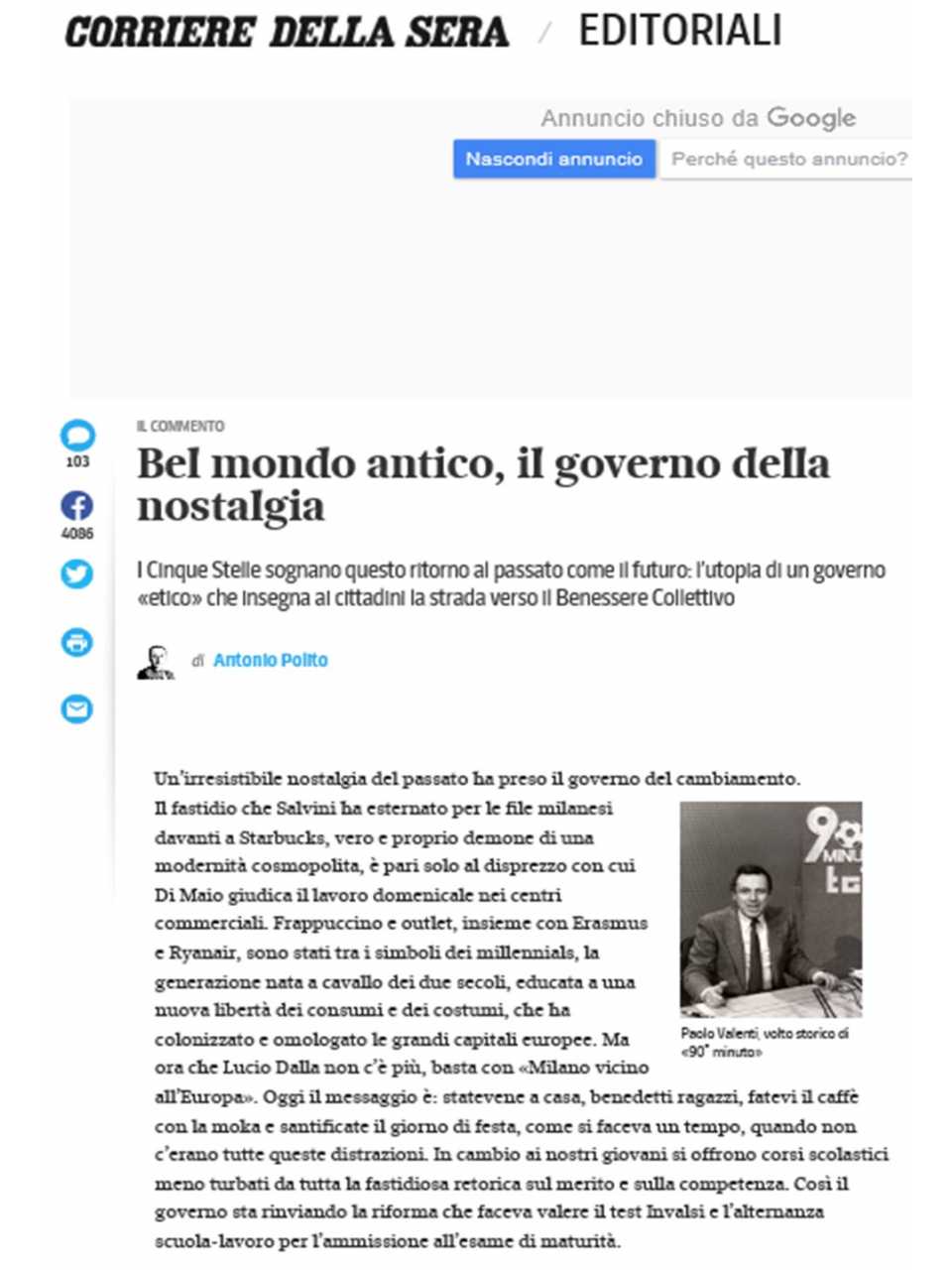 Bel mondo antico, il governo della nostalgia