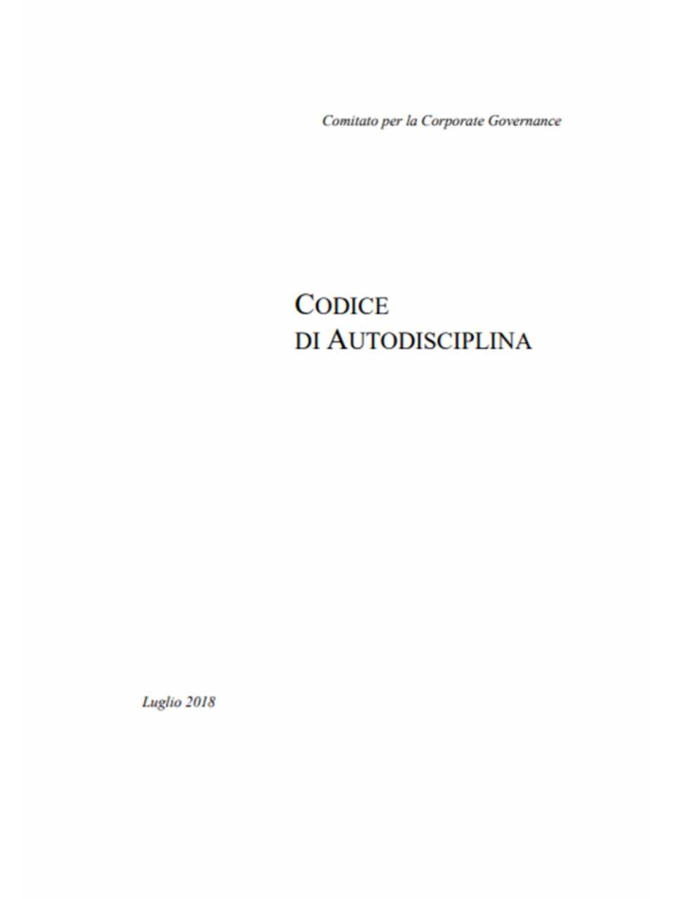 Comitato per la Corporate Governance, Codice di Autodisciplina