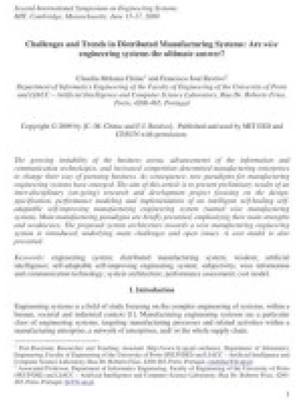 Challenges and Trends in Distributed Manufacturing Systems: Are wise engineering systems the ultimate answer?