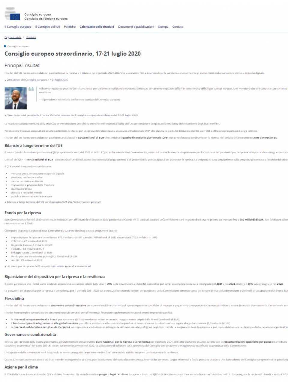 Consiglio europeo straordinario, 17-21 luglio 2020