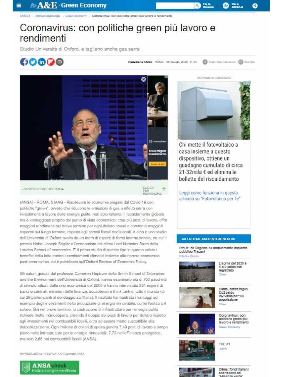 AGGIORNAMENTO PERMANENTEVIA WEBThe post Covid-19 recovery: a transition towards cleaner technologies?
