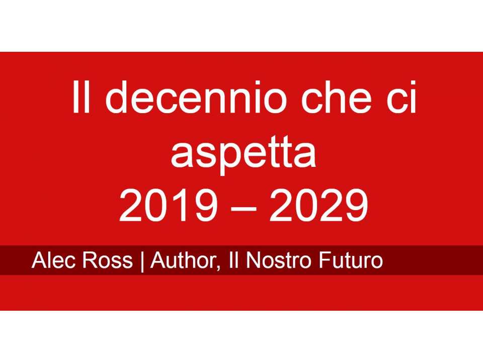 AGGIORNAMENTO PERMANENTEIN PRESENZA
Il decennio che ci aspetta: 2019-2029
(e visita alla fabbrica Ducati)