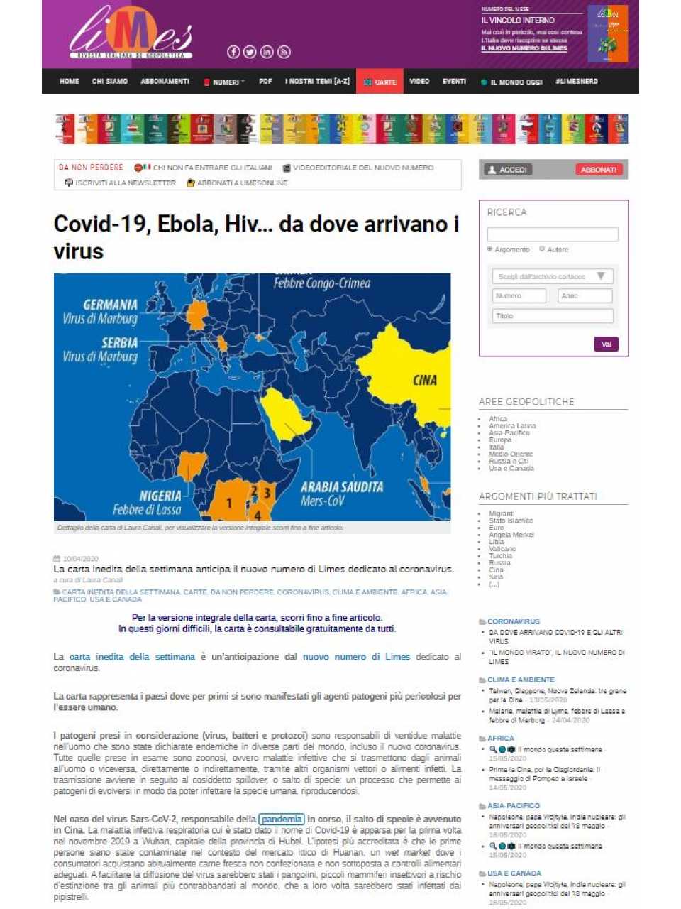 AGGIORNAMENTO PERMANENTEVIA WEBOur veering viral world: the geopolitical consequences of the Coronavirus