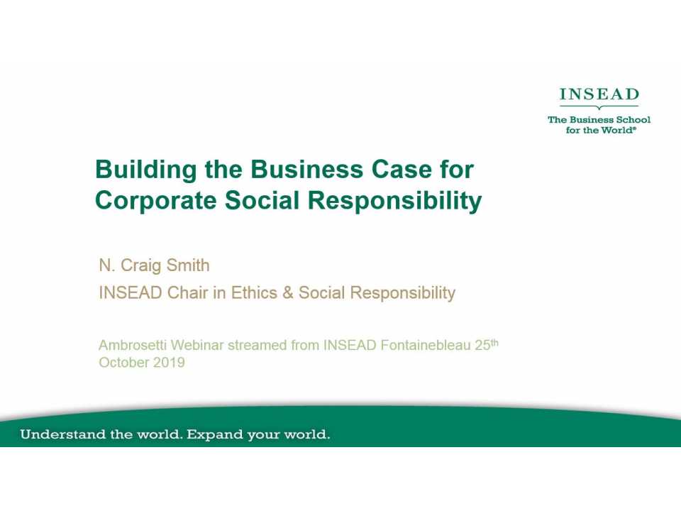 AGGIORNAMENTO PERMANENTEVIA WEBIl ritorno economico e strategico della Corporate Social Responsibility