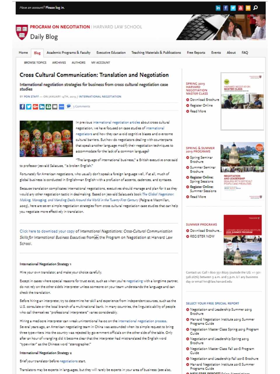 Cross Cultural Communication: Translation and Negotiation