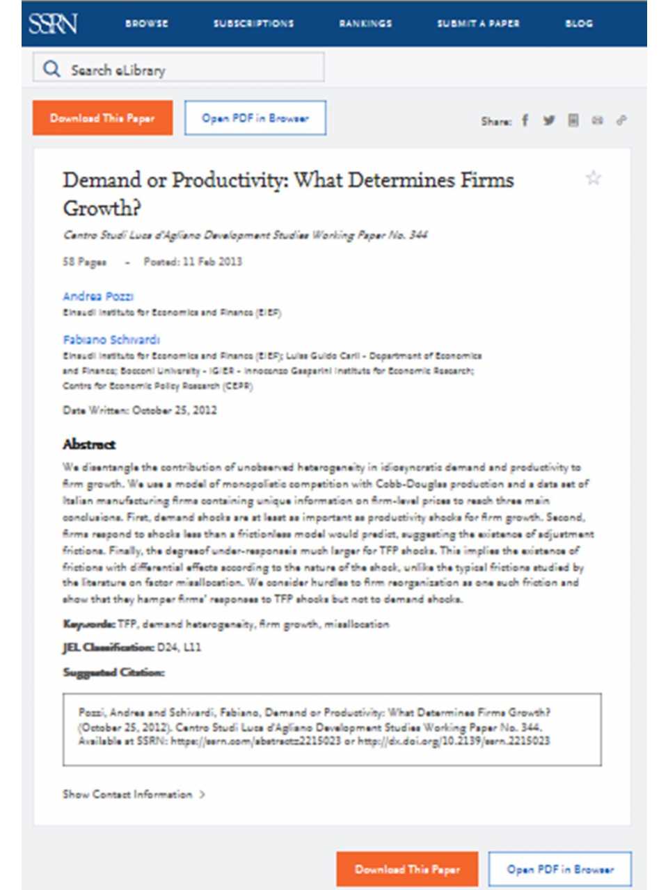 Demand or Productivity: What Determines Firms Growth?