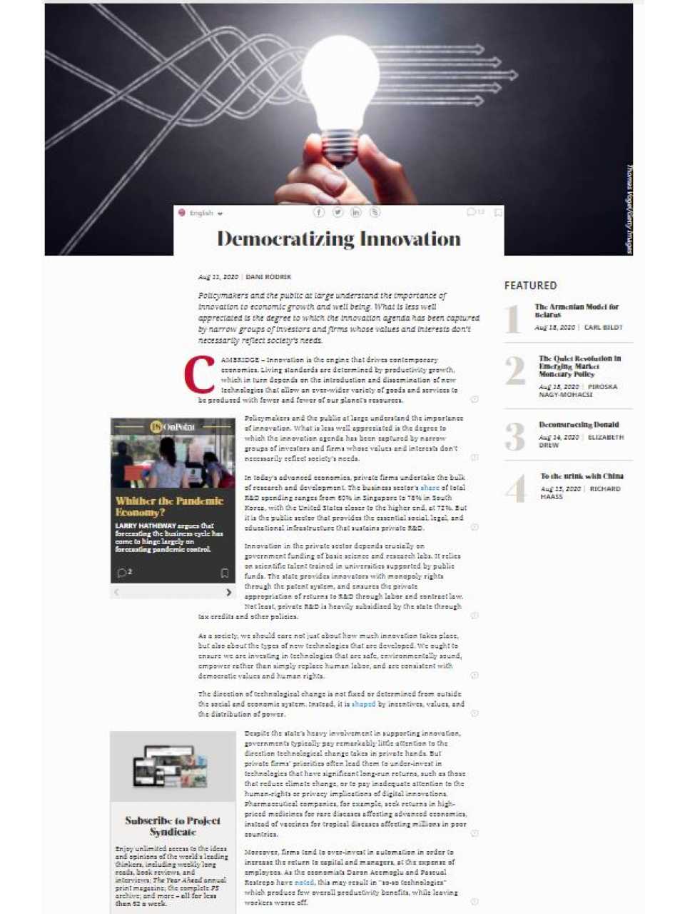 Democratizing Innovation