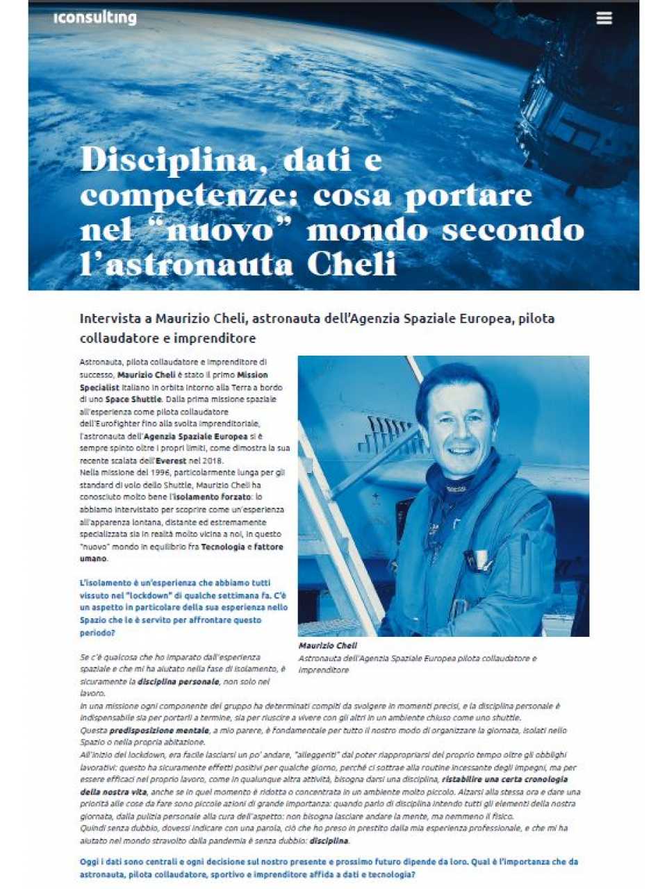 AGGIORNAMENTO PERMANENTEIN PRESENZA E VIA WEBDallo Space Shuttle Columbia all’Everest: come rafforzare la propria Leadership migliorando la gestione del rischio e dell’errore
