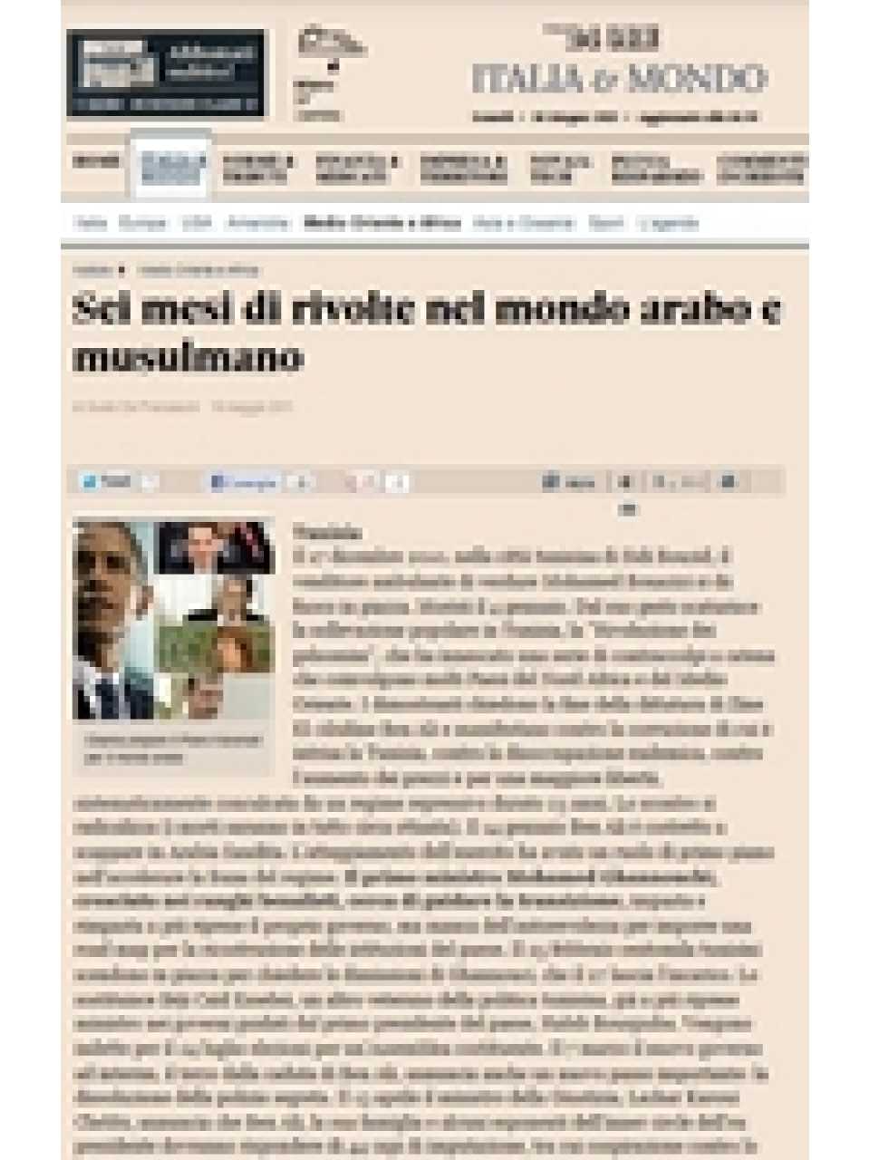 Sei mesi di rivolte nel mondo arabo e musulmano