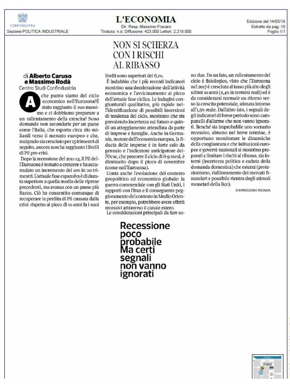 TEHA MANAGEMENT (*)IN PRESENZA
Outlook Italia: politica, economia e finanza