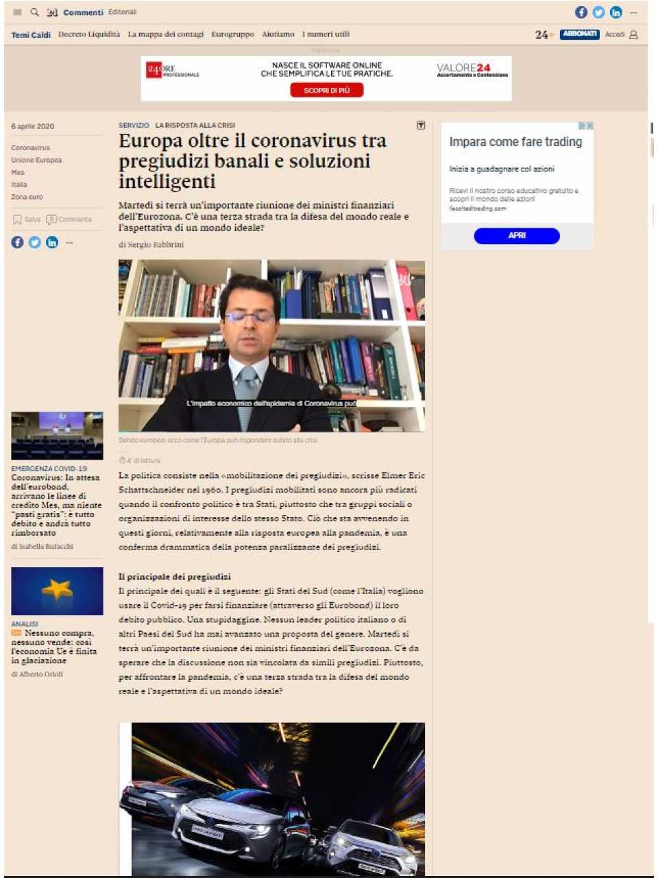 AGGIORNAMENTO PERMANENTEVIA WEBItalia, Francia e Unione Europea ai tempi del Coronavirus: scelte politiche e ruolo dell’Europa 