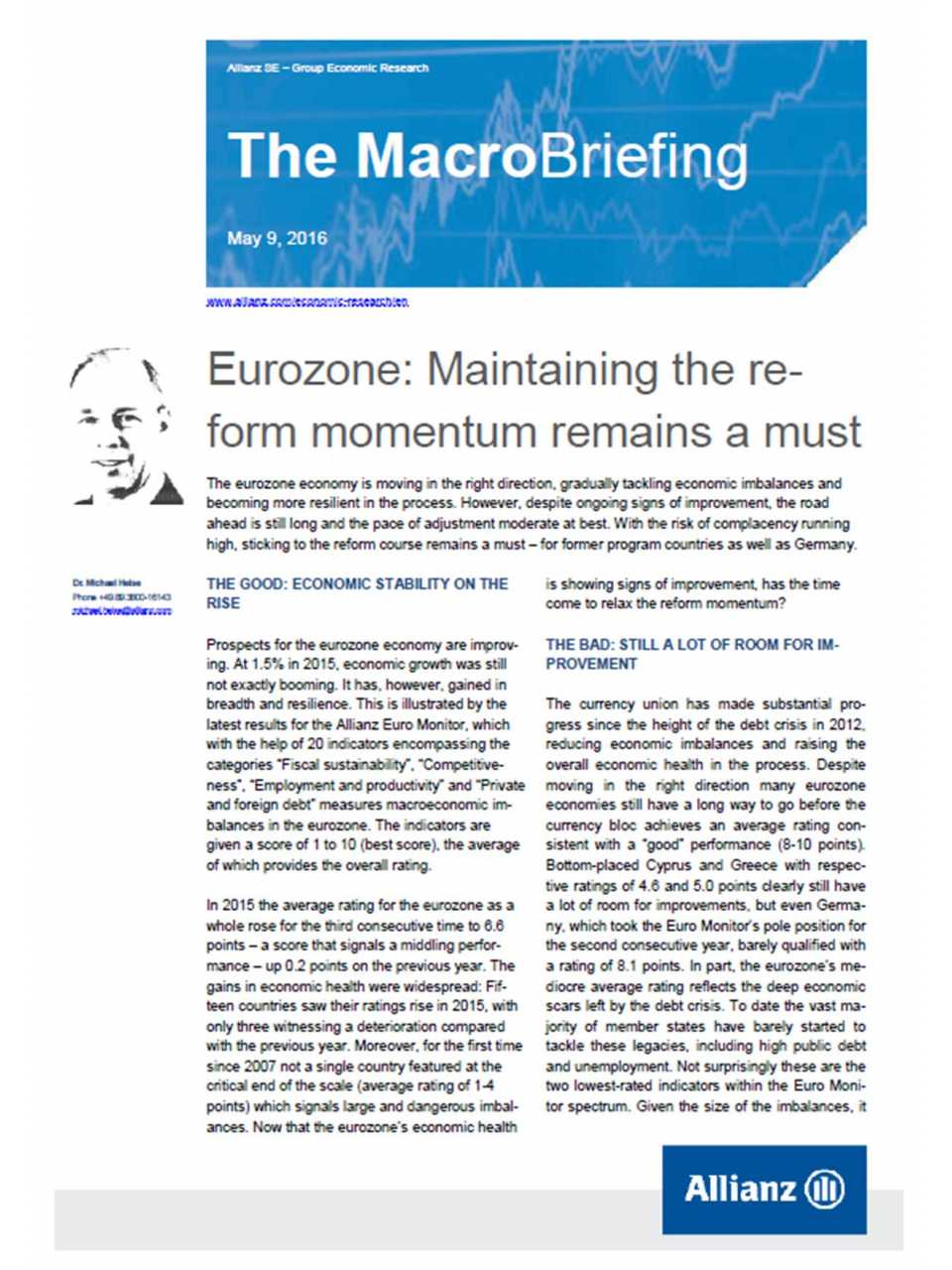Eurozone: Maintaining the reform momentum remains a must