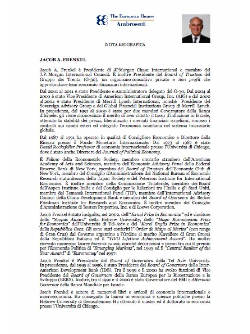 Nota biografica - Jacob Frenkel