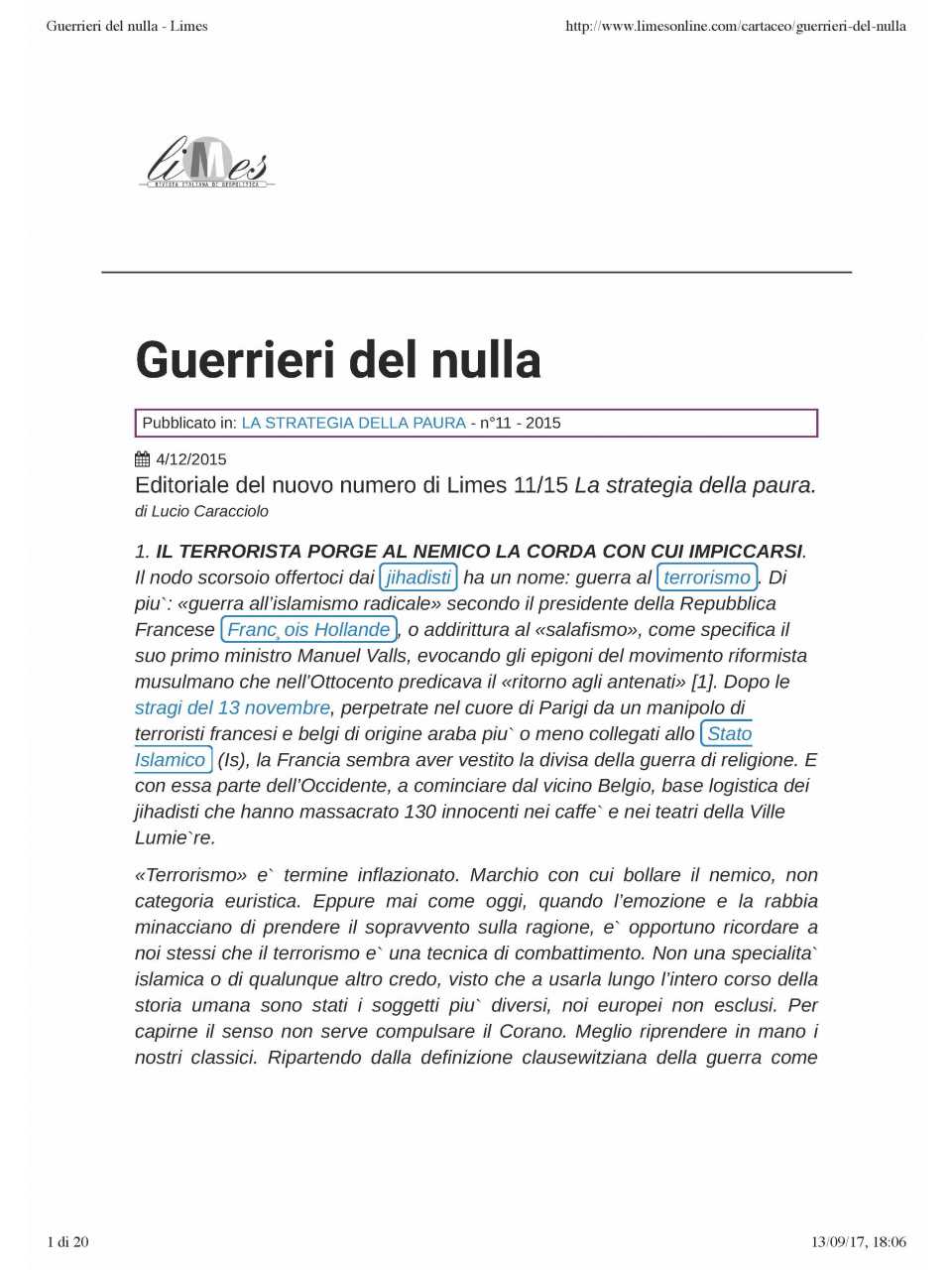 AGGIORNAMENTO PERMANENTEVIA WEB
SESSIONE ON-LINE
Dopo l’Europa: ciascuno per sé nessuno per tutti