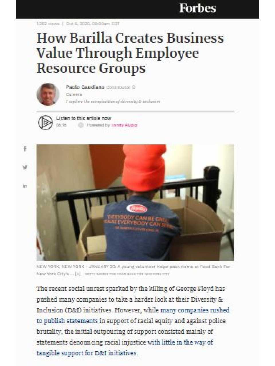 How Barilla creates business value through employee resource groups