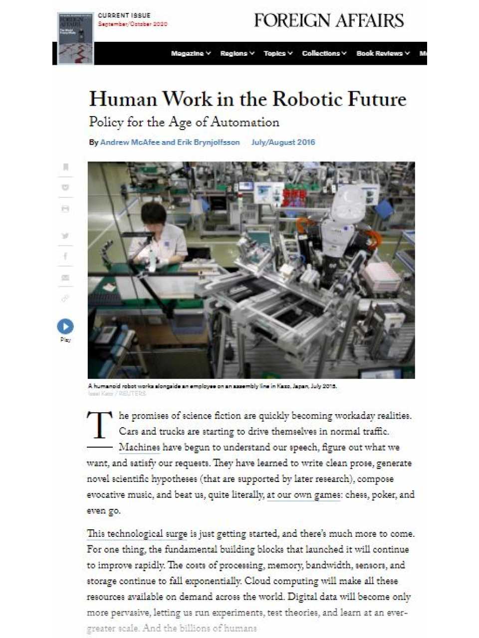 Human Work in the Robotic Future
