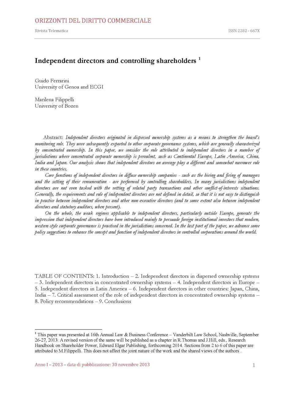 Independent Directors and Controlling Shareholders