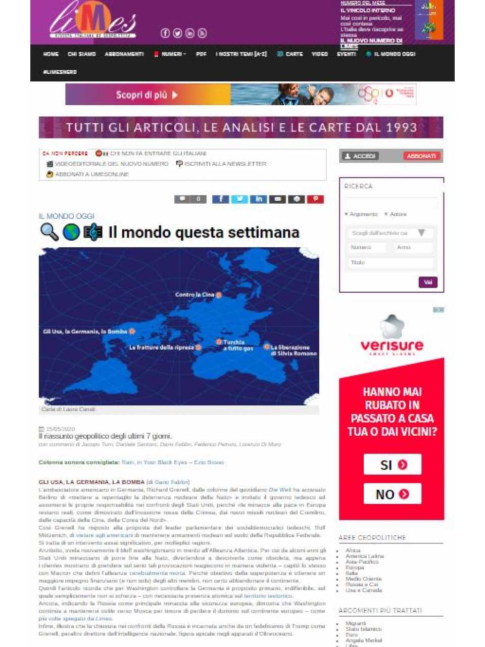 AGGIORNAMENTO PERMANENTEVIA WEBOur veering viral world: the geopolitical consequences of the Coronavirus