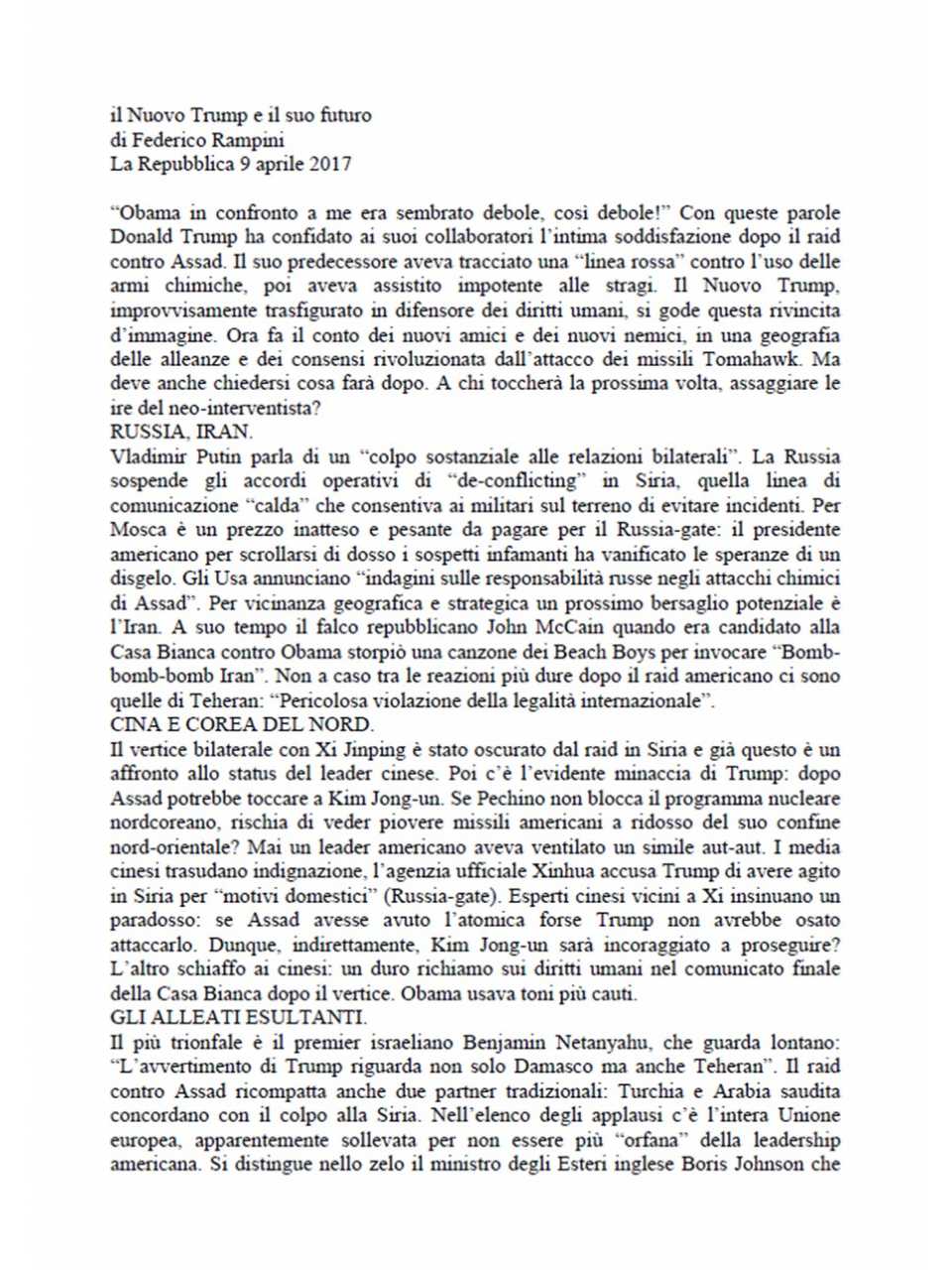 Il Nuovo Trump e il suo futuro