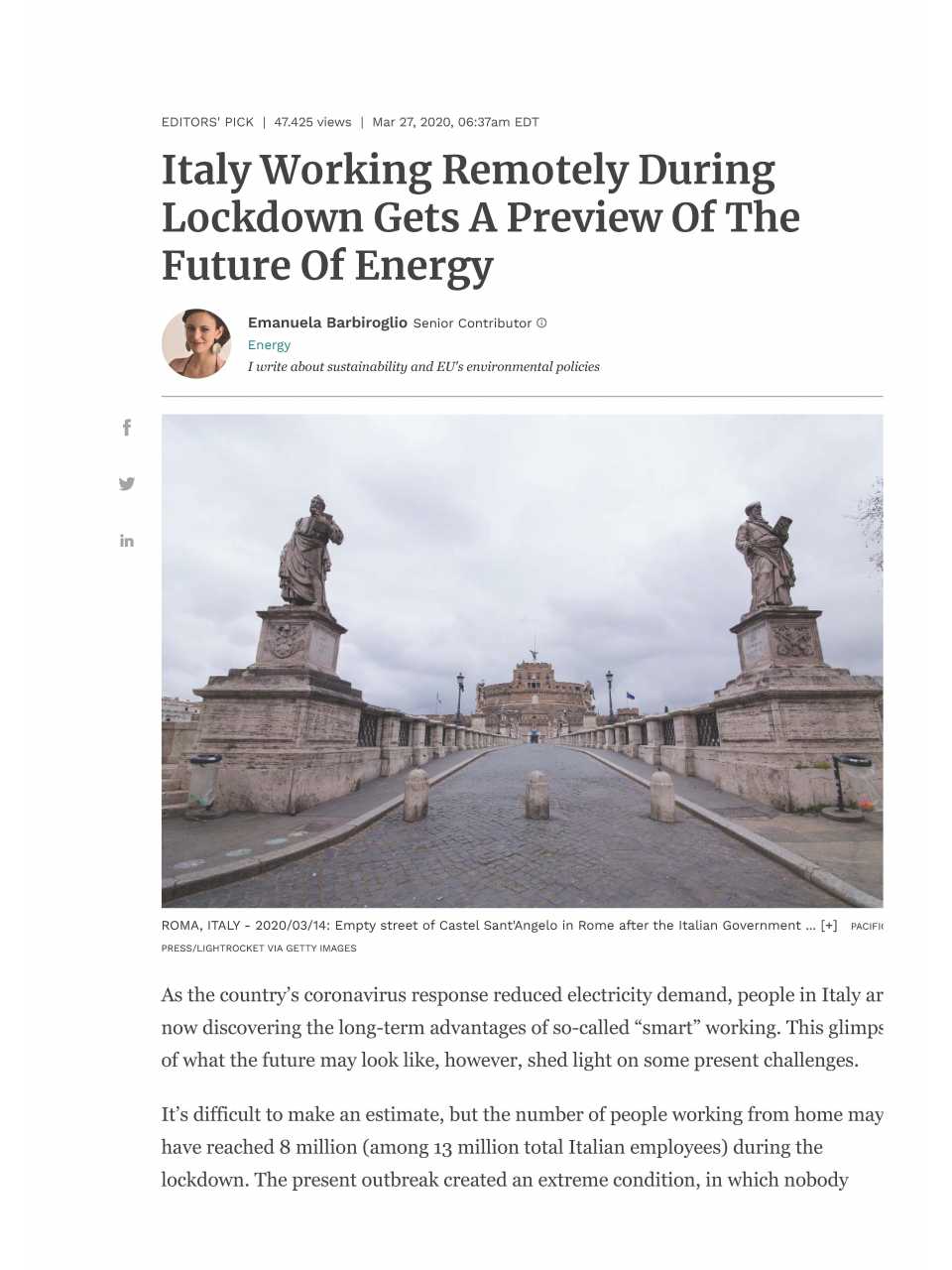 Italy Working Remotely During Lockdown Gets A Preview Of The Future Of Energy