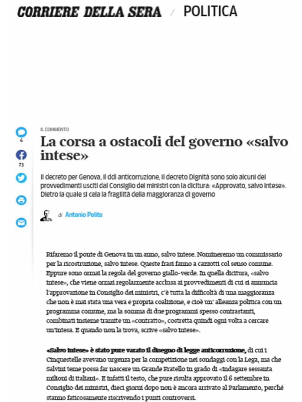 La corsa a ostacoli del governo salvo intese