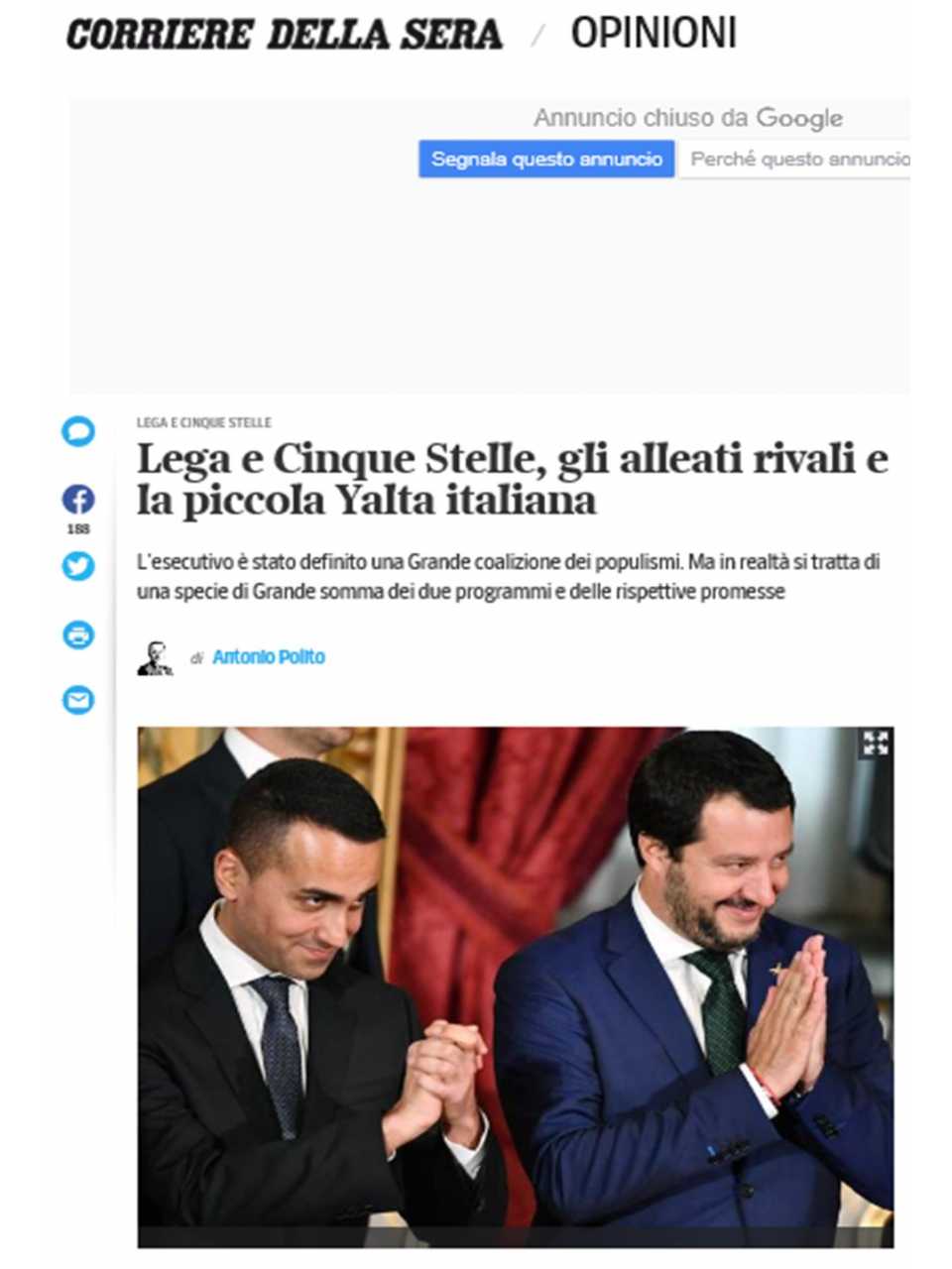 Lega e Cinque Stelle, gli alleati rivali e la piccola Yalta italiana