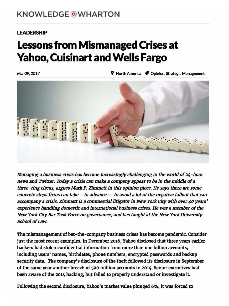 Lessons from Mismanaged Crises at Yahoo, Cuisinart and Wells Fargo