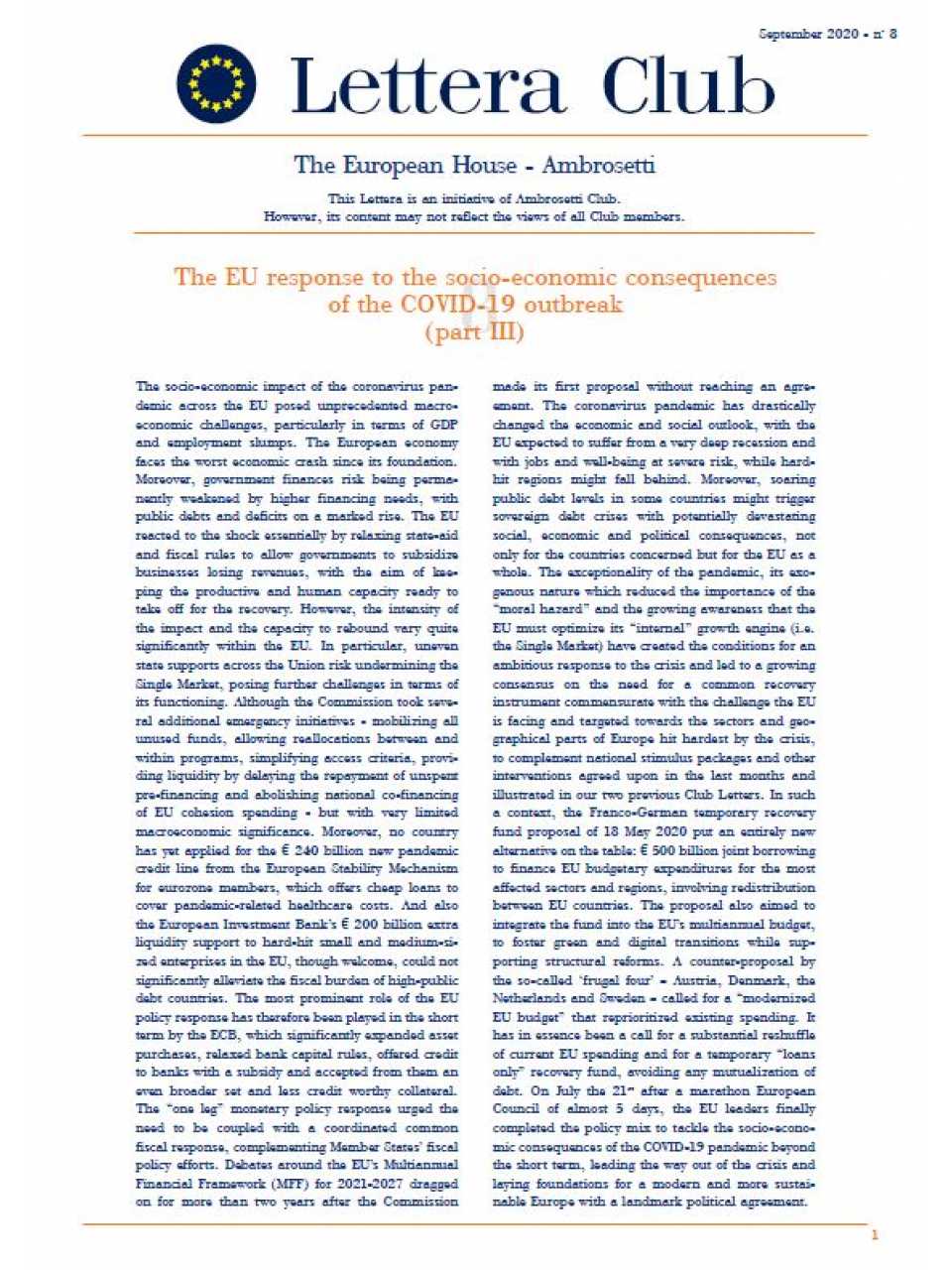 AGGIORNAMENTO PERMANENTEIN PERSON AND VIA WEB
Preview of the Forum
Intelligence on the World, Europe, and Italy