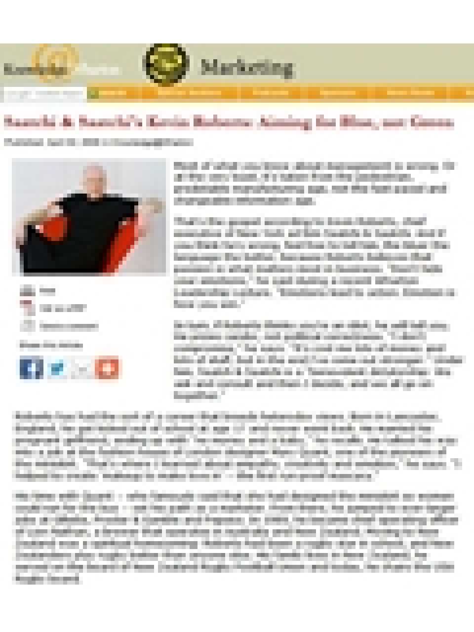 Saatchi & Saatchi's Kevin Roberts: aiming for blue, not green