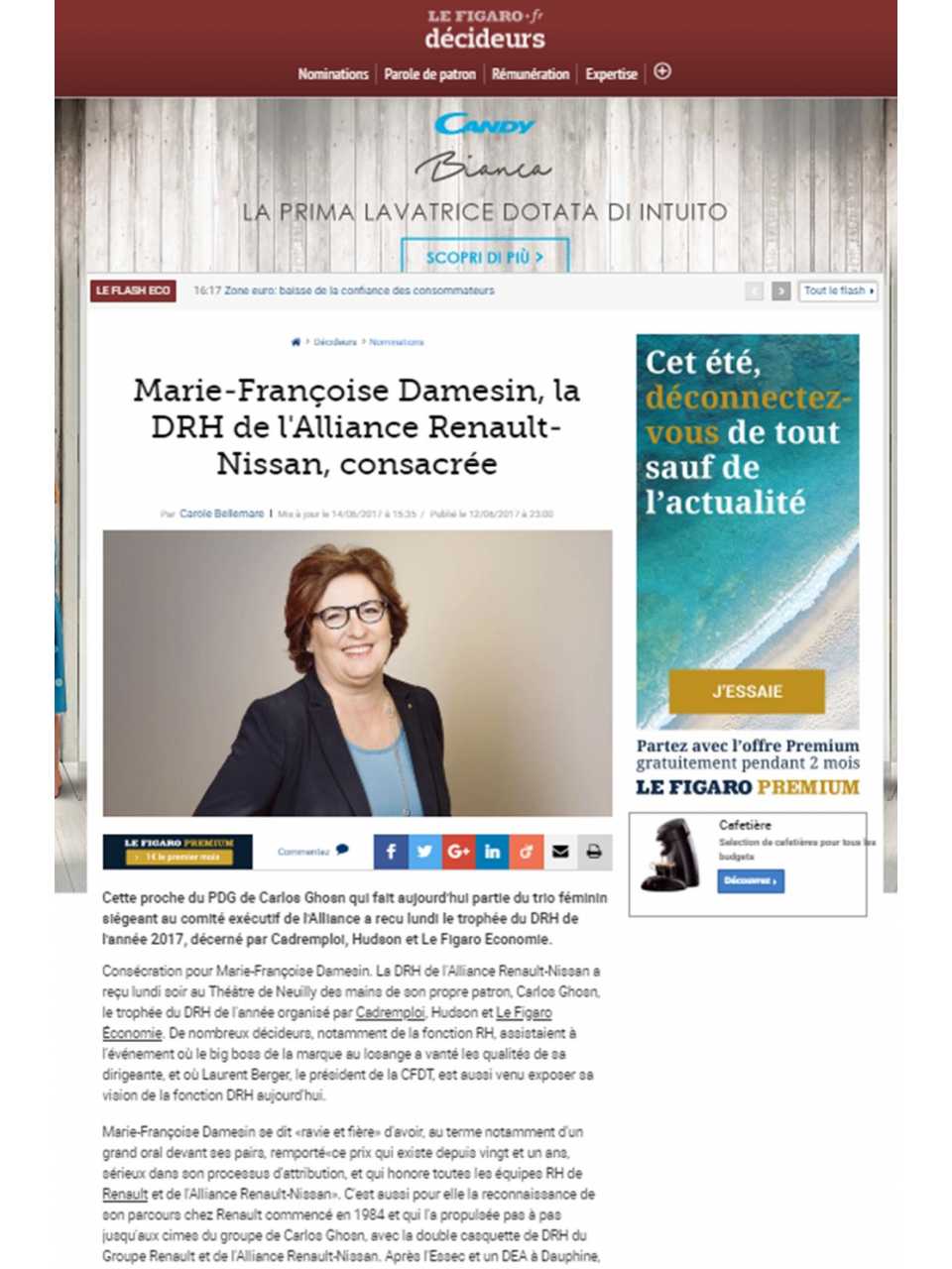 Marie-Françoise Damesin, la DRH de l'Alliance Renault-Nissan, consacrée