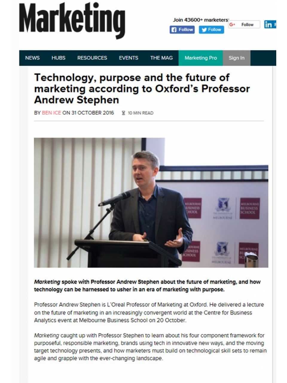 Technology, purpose and the future of marketing according to Oxford's Professor Andrew Stephen