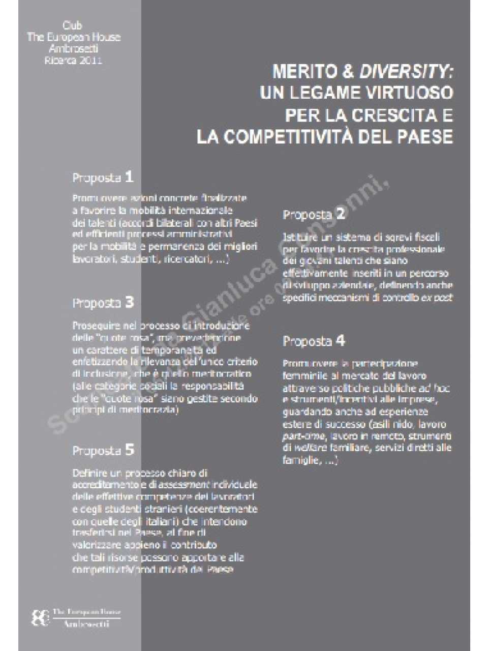 Merito & DIversity: un legame virtuoso per la crescita e la competitività del Paese