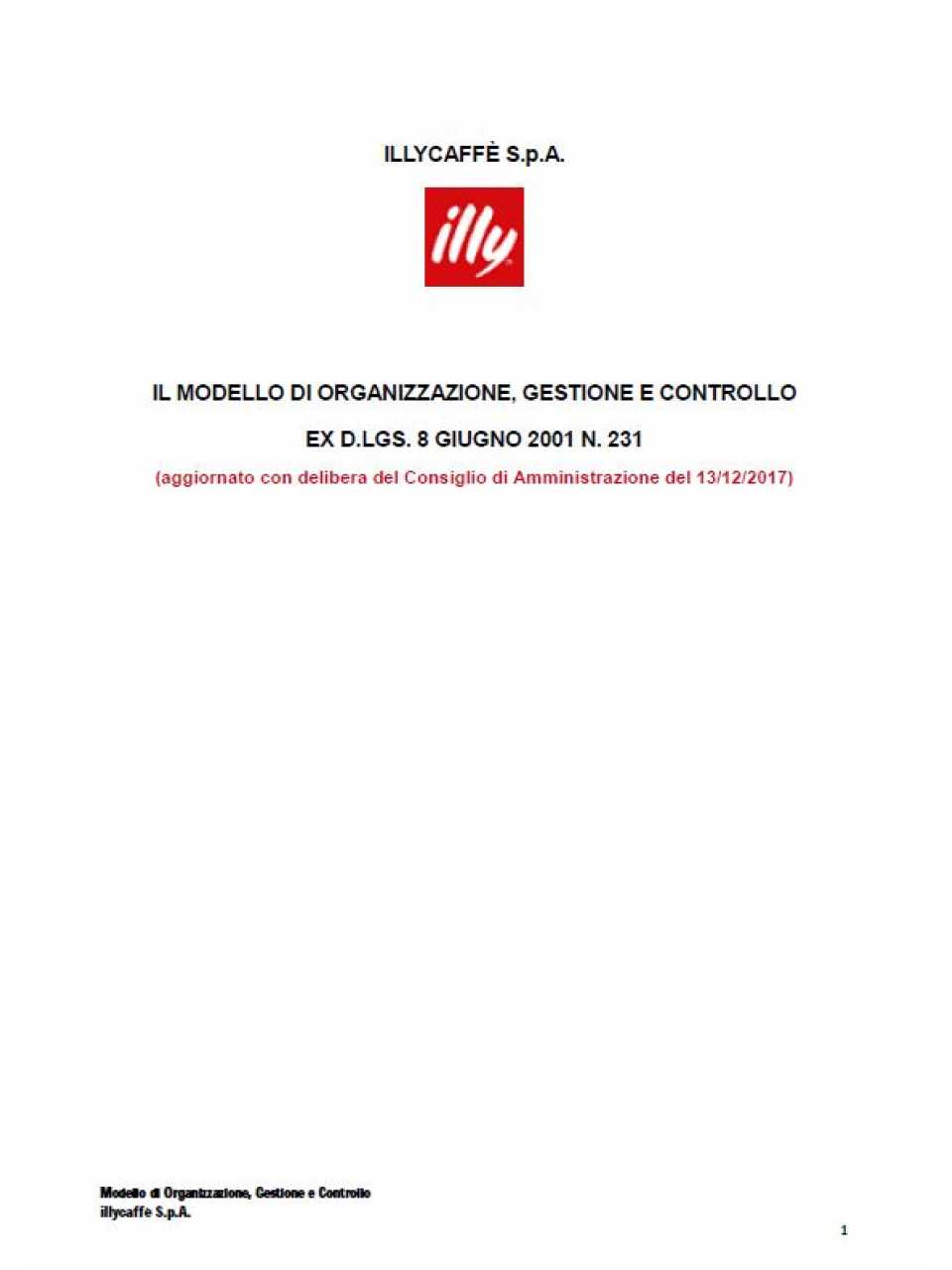Illy Caffè - Modello di organizzazione gestione e controllo