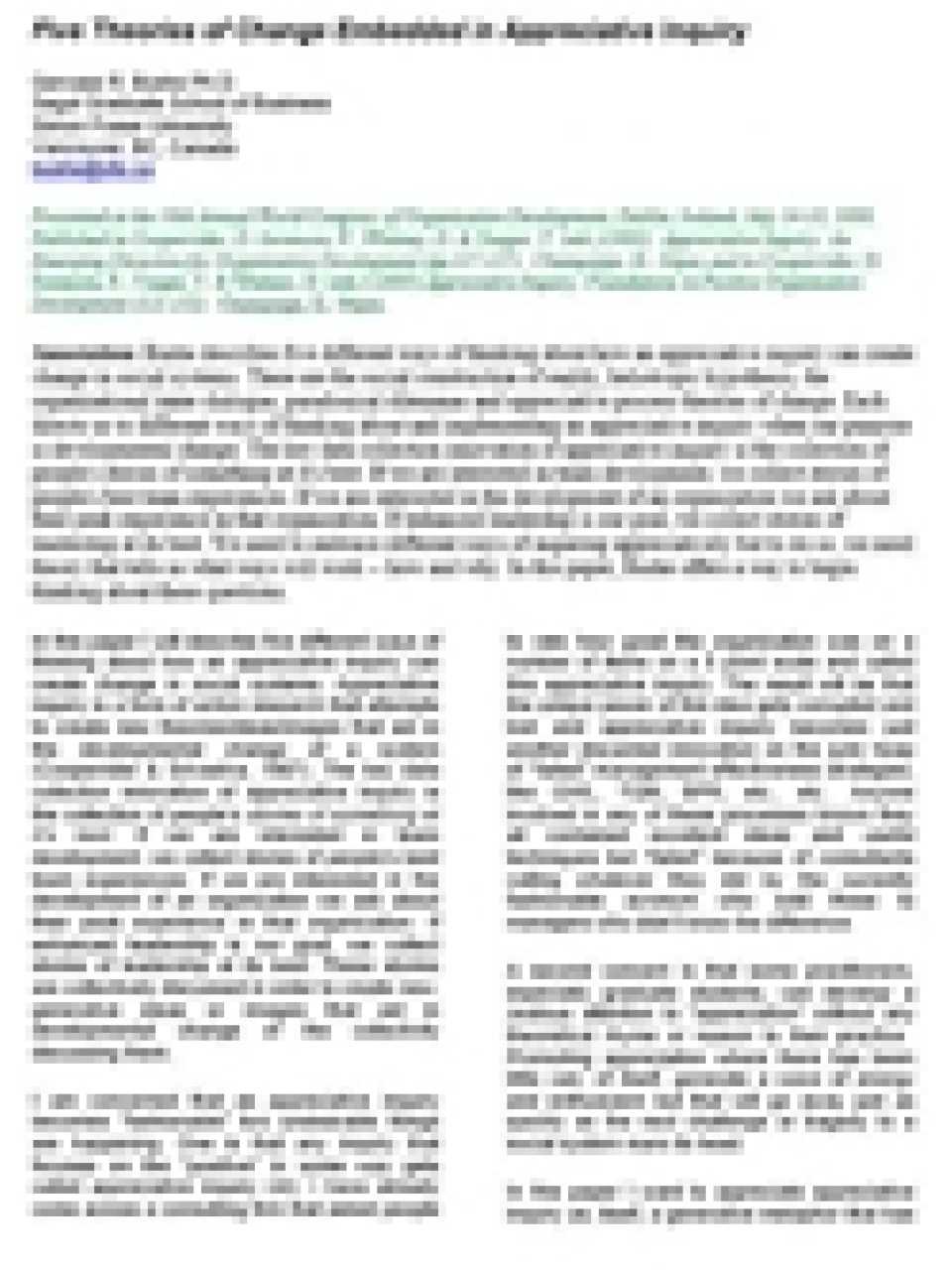 Five theories of change embedded in appreciative inquiry