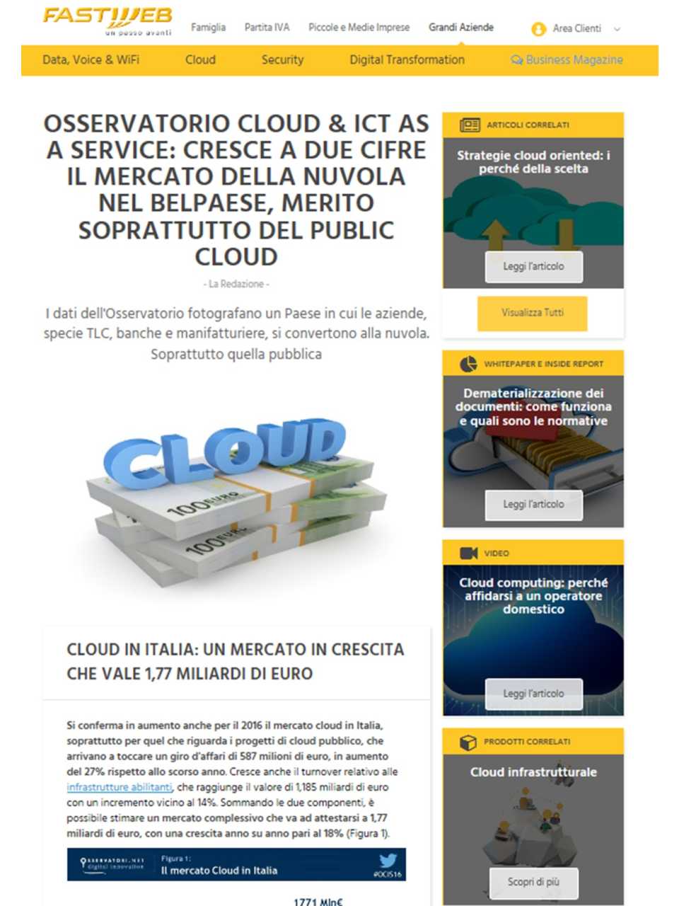 Osservatorio cloud & ict as a service: cresce a due cifre il mercato della nuvola nel belpaese, merito soprattutto del public cloud