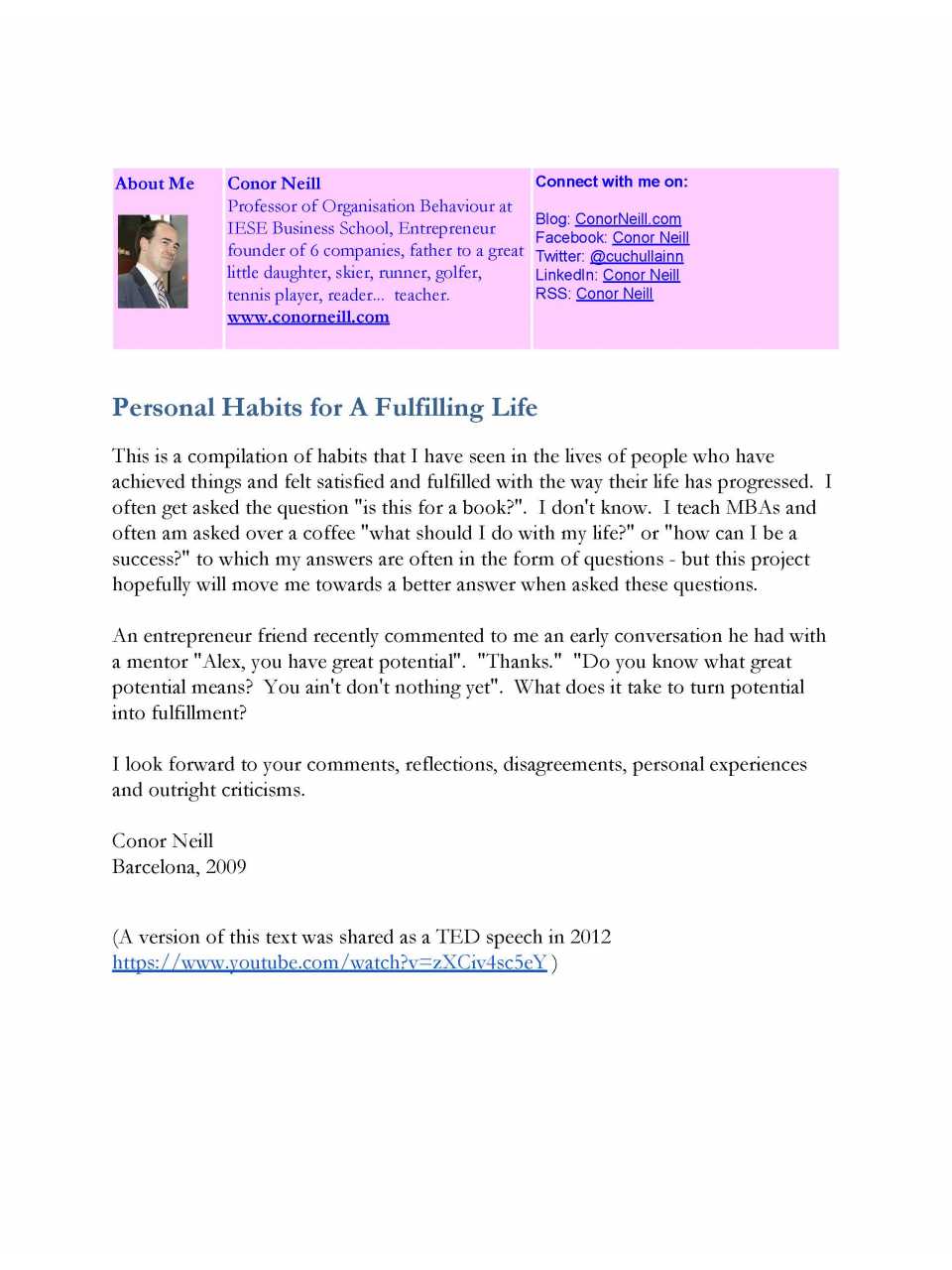 Personal Habits for a Fulfilling Life 2018