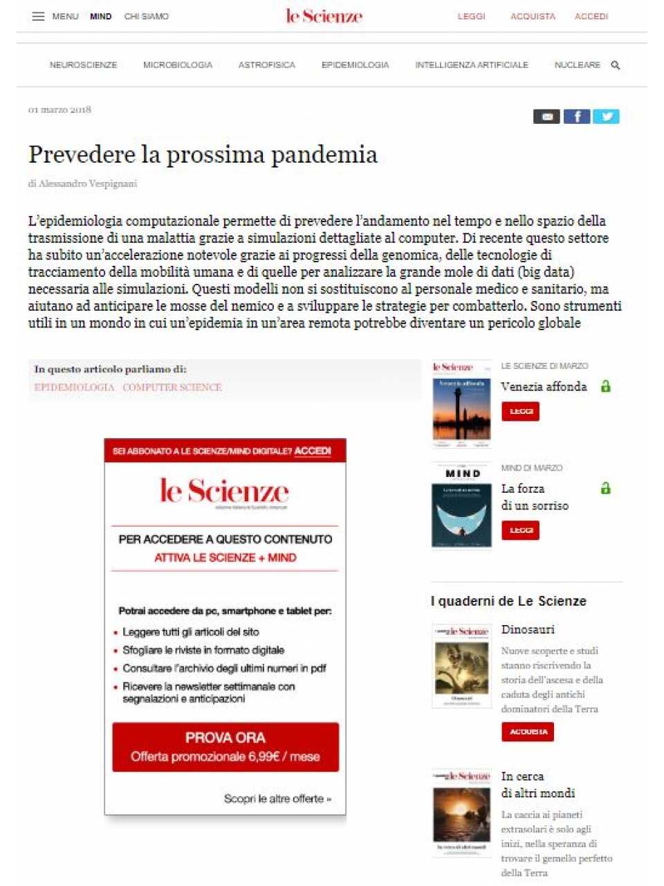 AGGIORNAMENTO PERMANENTEVIA WEBPandemie e previsioni: mappare la diffusione dei virus grazie a Big Data e A.I.
