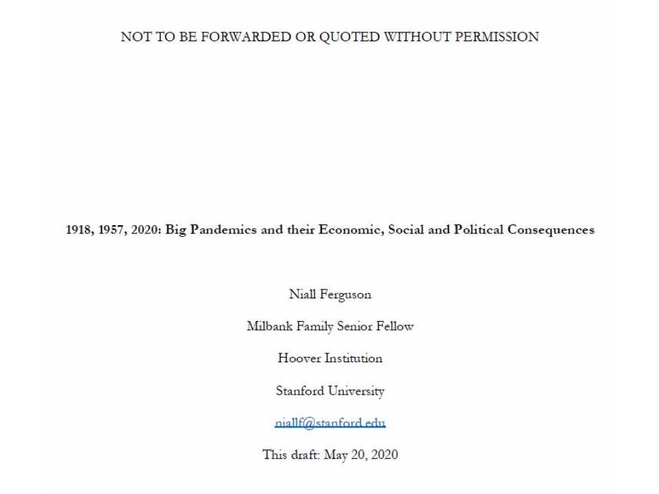 1918, 1957, 2020: Big pandemics and their economic, social and political consequences